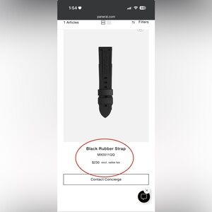 Panerai Black Rubber Strap Accessory MX0011QQ - BRAND NEW in Bag